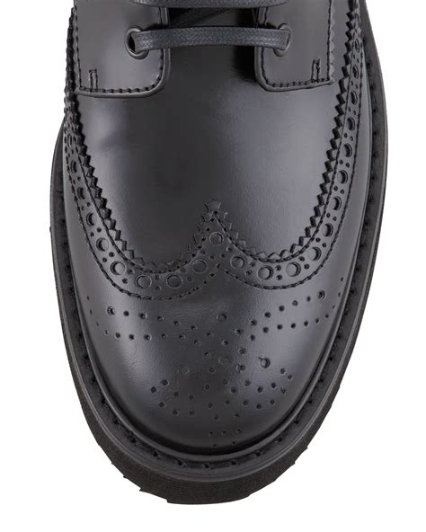 Prada Spazzolato Wingtip Lace